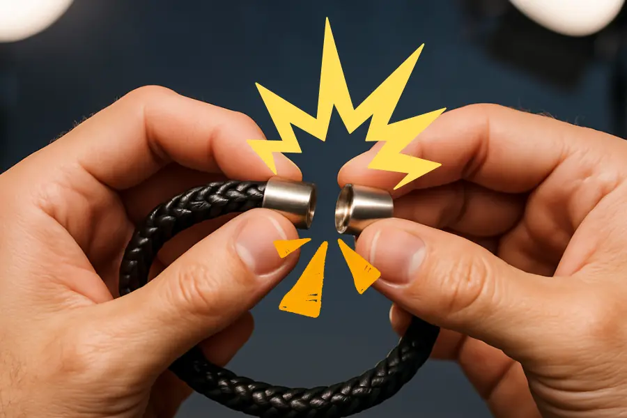 attach magnetic clasp to leather bracelet