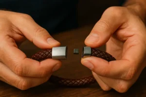 remove magnetic clasp from leather bracelet
