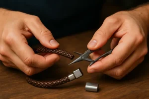 shorten leather bracelet with magnetic clasp