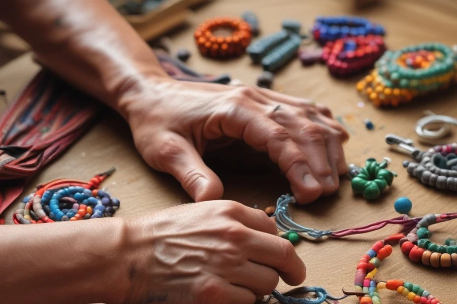 tie clay bead bracelet with clasp